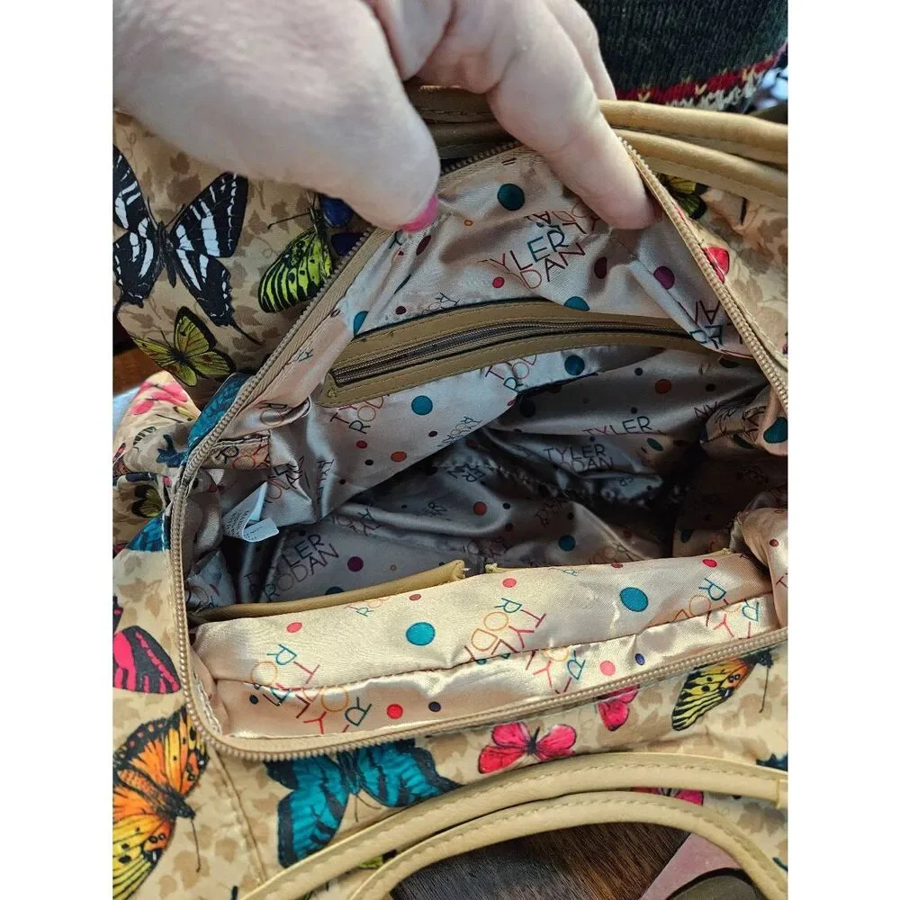 Tyler Rodan Butterfly Purse Shoulder Bag Medium sized Tan - Picture 10 of 14